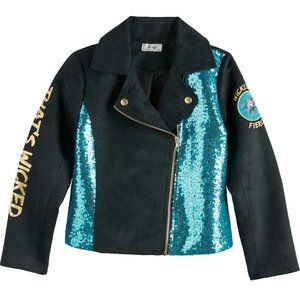 New! Disney Descendants Uma Faux Suede Moto Jacket